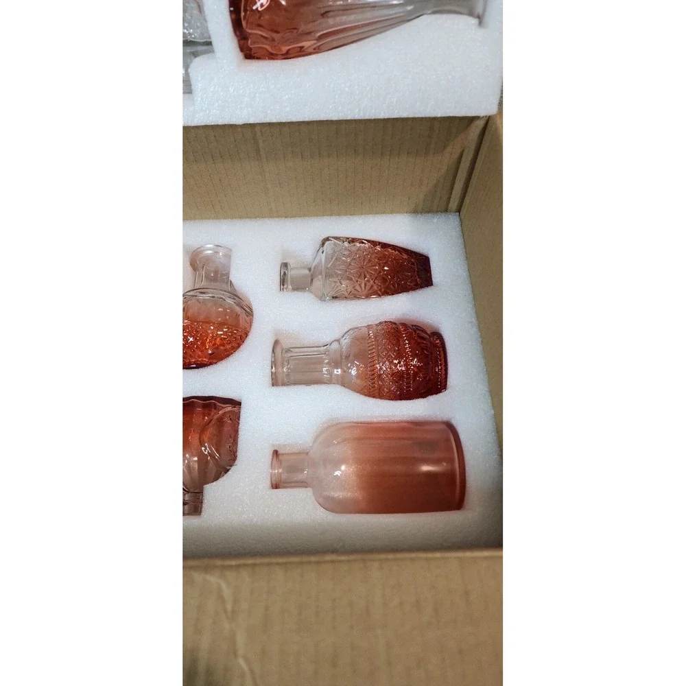 CUCUMI Small Bud Vases for Flowers Set of 14, Mini Clear Red Glass Vases Bulk